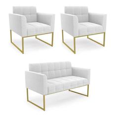 Imagem de Namoradeira E 2 Poltronas Industrial Dourado Elisa Boucl  D03