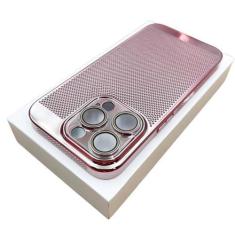 Imagem de Capa de telefone com dissipação de calor respirável revestida para iPhone 15 14 13 12 11 Pro Max 7 8 Plus XR XSMax Capa galvanizada fina e dura, ouro rosa, para iPhone 12 Mini