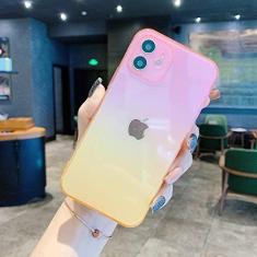 Imagem de Capa macia de silicone gradiente para iphone 11 12 mini pro xs max x xr capa transparente ultra fina para iphone se 2020 7 8 6s 6 plus capa, rosa a amarelo, para iphone 7 plus