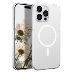 Imagem de UEEBAI Capa ultrafina fosca transparente para iPhone 14 Pro Max 6,7 polegadas, 2023 nova capa magnética de carregamento sem fio compatível com Magsafe capa não amarelada ímã forte proteção militar -