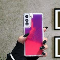 Imagem de Capa de telefone de areia de néon luminosa para Samsung S23 Ultra S22 Plus S21FE S20 Lite S10 S9 S23 Plus Capa de telefone de areia movediça com brilho líquido, roxa, para Samsung S10 Plus