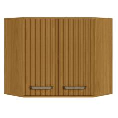 Imagem de Armário Aéreo De Canto Modulado Para Cozinha Criare 02 Portas Freijo Ripado - Fabrica 1 Móveis