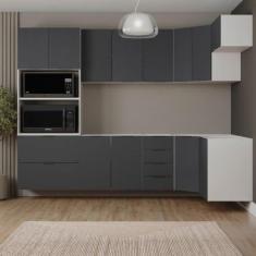 Imagem de Cozinha Modulada 7 Peças sem Tampo sem Rodapé Ipanema Cabecasa Madeiramadeira Grafite Trama
