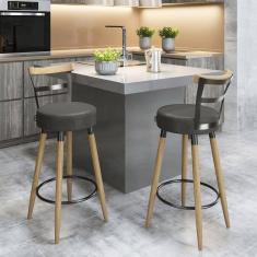 Imagem de Kit 02 Banquetas Moscou Pés De Madeira - Salaone Cor Courissimo Preto