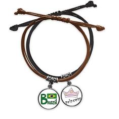 Imagem de DIYthinker Pulseira de couro com corrente de mão com estampa verde da bandeira nacional do Brasil