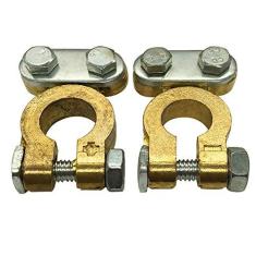 Imagem de Ampper Brass Battery Terminal Clamps, Top Post Battery Terminals Connector Set for Marine Car Boat RV Vehicles (1 Pair)