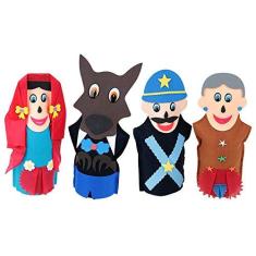 Imagem de Fantoches Chapeuzinho Feltro 4 Personagens Embalagem Plástico Carlu Brinquedos