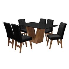 Imagem de Conjunto Mesa de Jantar Safira com 06 Cadeiras Agata 160cm Cedro// - Amarena Móveis