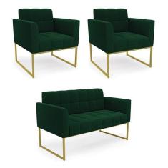 Imagem de Namoradeira E 2 Poltronas Industrial Dourado Elisa Boucl  Ver