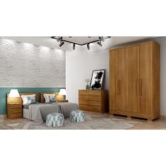 Imagem de Guarda Roupa Solteiro com Pés 4 Portas 2 Gavetas - Milly-Cumaru - Móveis Novo Horizonte