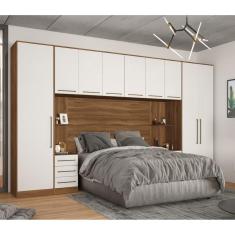 Imagem de Guarda Roupa Dormitório Modulado Irlanda Casal/Queen - Amêndola Touch e Branco - Roupeiro Demobile C8