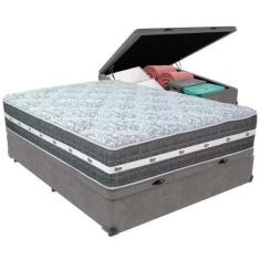 Imagem de Cama Box Baú e Colchão Black Graphite Molas Ensacadas Casal Anjos,  Ci