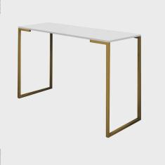 Imagem de Mesa De Escritório Computador 90cm Stan Industrial Ferro Dourado mdf Branco - Ahz Móveis