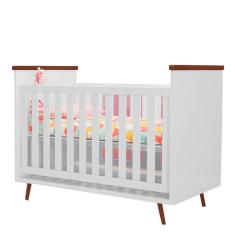 Imagem de Berço Americano Baby Wood Pés Retrô 100% MDF Cor Branco e Amadeirado - Phoenix Baby