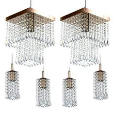 Imagem de Kit 2 Pendentes Marrycrillic + 4 Pendentes Clearcrilic Cobre