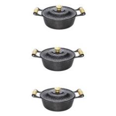 Imagem de Jogo 3 Panelas Caçarola Alumínio Fundido Craqueada 22
