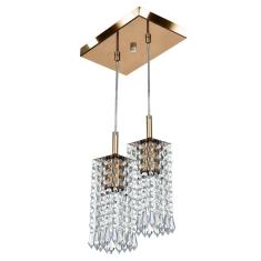 Imagem de Lustre Pendente Clearcrillic Duplo Cristal Acrílico Cobre