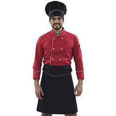 Imagem de Dólmã  Red Gold Chapéu e Avental Chef de Cozinha