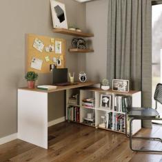 Imagem de Mesa Em L Escrivaninha 140X130cm Barcelona Com 8 Nichos Drd Móveis