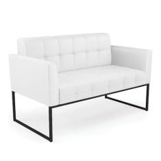 Imagem de Sofá Namoradeira Elisa Corino Branco Base Metálica Industrial Preto - D'Rossi