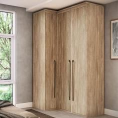 Imagem de Guarda Roupa De Canto Reto 3 Portas Mdf Lotus Belmax Carvalho