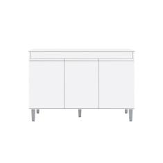 Imagem de Balcão Cozinha Manu 120 cm Com Pés 3 Portas Sem Tampo Bco - AJL Móveis