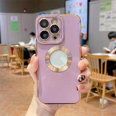 Imagem de Capa de telefone galvanizada macia de luxo para iPhone 11 12 13 14 15 Pro Max XS X XR 7 8 Plus Mini capa de silicone oca, roxa, para iPhone 7Plus