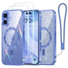 Imagem de Meifigno Capa Candy Series para iPhone 16 Plus de 6,7 polegadas, [2 protetores de tela] [cartão de glitter e alça de pulso] [compatível com MagSafe] Proteção total da câmera para iPhone 16 Plus,