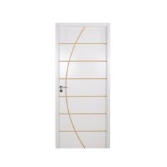 Imagem de Kit Porta de Madeira Decorada 215x74cm com Batente de MDF Ultra 10cm Neblina MGM Branco