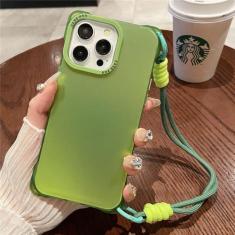 Imagem de Moda fosca glitter alça de pulso cordão capa de telefone para iPhone 15 11 12 13 14 Pro Max Plus Carry Hand Band Bumper Cover, verde, para iPhone 13 Pro
