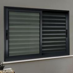 Imagem de Veneziana Elite 3 Folhas Moveis 100 X 200 Vidro Liso Preto