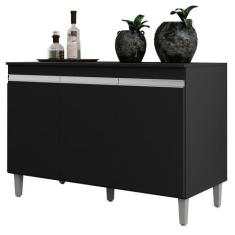 Imagem de Balcão Pia Manu 120cm com Tampo MDP - AJL Móveis, Preto