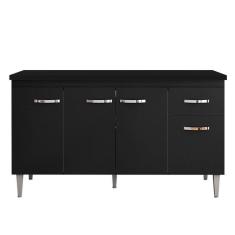 Imagem de Balcão de Cozinha Gabriela com Tampo 150 cm Preto Fosco - AJL