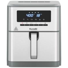 Imagem de Air Fryer 9,5L com Cesta Antiaderente Revestida de Cerâmica, 6 Funções e Controle de Temperatura, 110V 1700W, Kucadir, Cinza