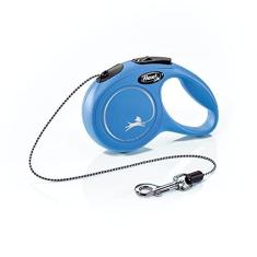 Imagem de FLEXI Nova coleira retrátil clássica para cães pequenos de até 8 kg – 3 m, azul | Coleira de caminhada para animais de estimação sem emaranhados com freio de uma mão, pausa, trava | Produto de