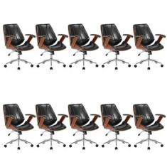 Imagem de Kit 10 Cadeiras Escritório Diretor Giratória Kopenhagen Preto
