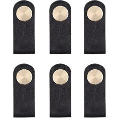 Imagem de Sanlykate 6 peças de puxadores de couro PU para armários e gavetas, puxadores e puxadores de gaveta de couro feitos à mão com parafusos para decoração de móveis de escritório em casa, ferragens de