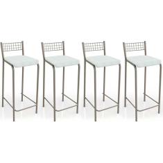 Imagem de Banqueta de Cozinha Gênova B705 Kit 4 Un Niquel/Branco 106 - Kappesberg