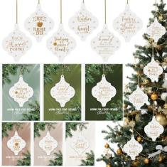 Imagem de Sieral 12 conjuntos de enfeites de presente de agradecimento de Natal a granel para pendurar com faixa de lanterna, sinal de colega de trabalho, agradecimento, presentes de Natal com bolsa de cartão