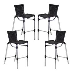 Imagem de Kit 4 Banquetas Fortaleza Em Alumínio Alta Edícula Cozinha e Balcao - 