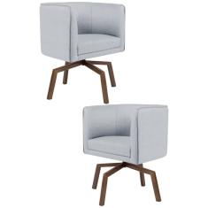 Imagem de Kit 2 Poltronas Decorativas Base Ka Madeira Betina C-315 Linho  - Domi