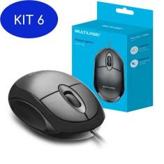 Imagem de Kit 6 Mouse Óptico Classic Box Usb 1200Dpi Cabo 1M Mo300