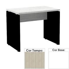 Imagem de Mesa de Escritório Pé Painel Pe25 em Mdp 134 x 60 cm Cor Nogueira Casablanca e Base Branca