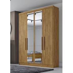 Imagem de Guarda Roupa Solteiro Com Espelho 4 Portas 3 Gavetas - Sevilha-Cumaru