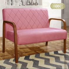 Imagem de Sofá 2 Lugares Namoradeira Lara Decoração Sala Quarto Recepção Rosa