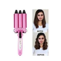 Imagem de Chapinha Modelador Cabelo Cerâmica Tri-Ondas Ondulado Bivolt - Junjun