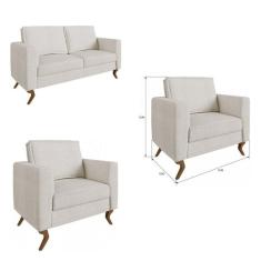 Imagem de Conjunto de Sofá 2 lugares e 2 Poltronas Caprice Casa de Pedra Estofados Cru