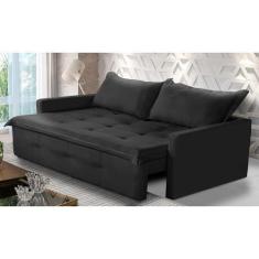 Imagem de Sofá Sem Caixa Retrátil E Reclinável 1,85M Com Molas Maísa Suede Preto