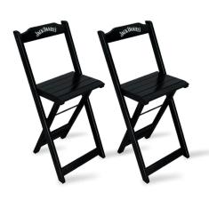 Imagem de Kit 2 Banquetas Bistrô De Madeira Dobravel Jack Daniel's Preta Cor: Preto