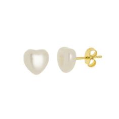 Imagem de 1 Brinco Pérola Coração Semijoia 5mm Antialérgico Delicado Minimalista Feminino Infantil Menina Casual Dia a Dia